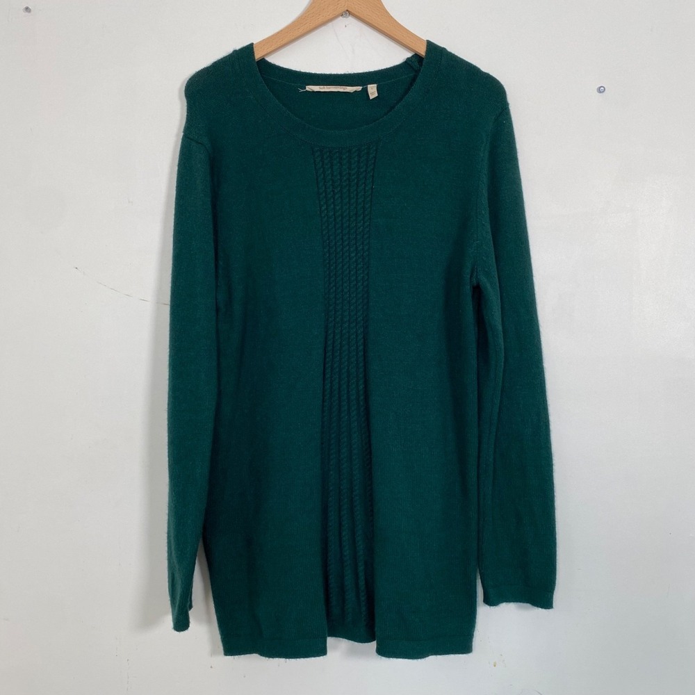Soft Surroundings Women Priscilla Pullover Tunic Sweater Size L Cable Knit Green - Picture 2 of 10